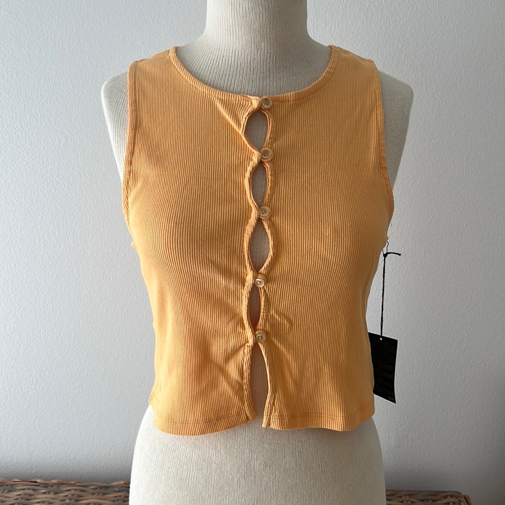 Cute cut out bright orange tank top